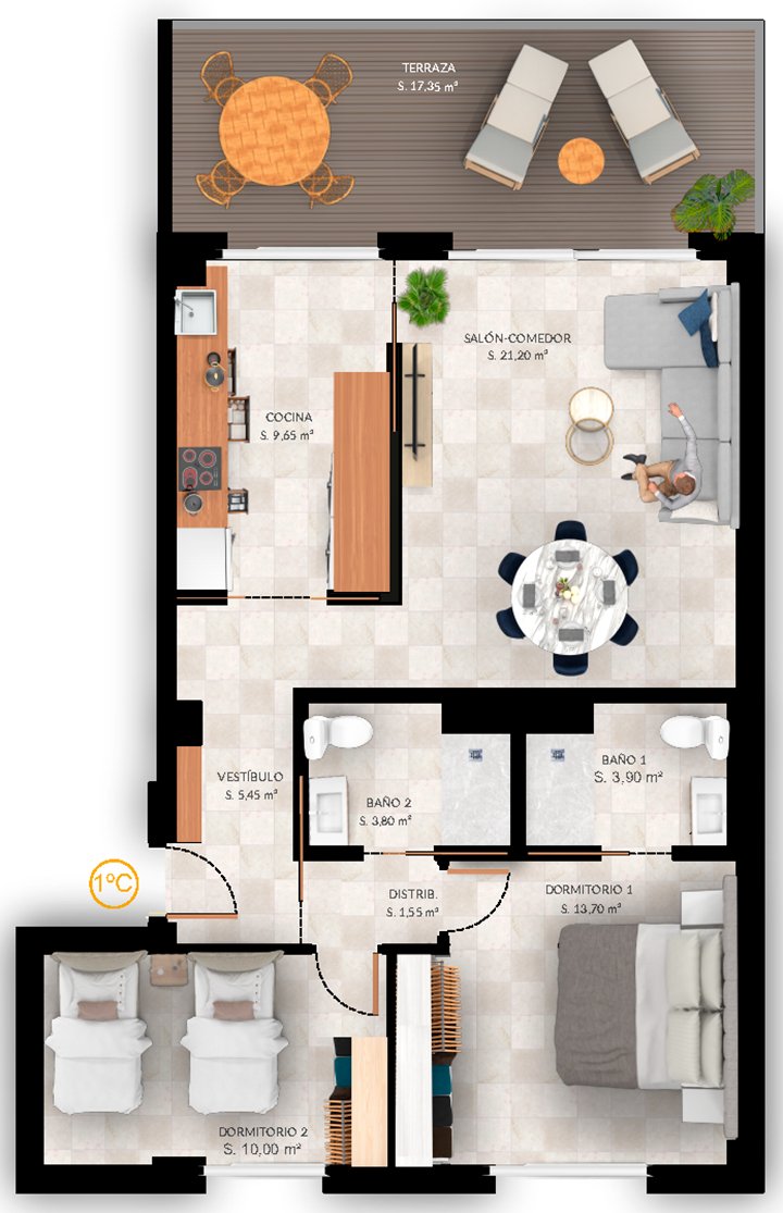 Apartamento com 2 quartos com vista mar em Alicante, Espanha – Foto 20